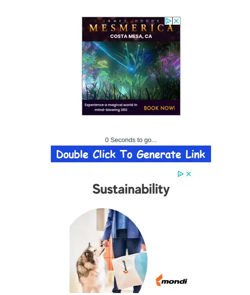 Warning example: Deceptive ad placement showing two advertisements surrounding a download button - a practice that violates Google AdSense requirements and policies