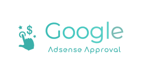 Step-by-step guide showing Google AdSense approval process with checkmarks and requirements for 2024