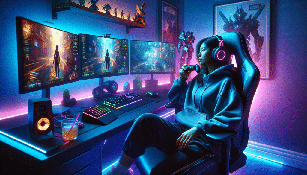 Person sitting comfortably in gaming chair during long gaming session