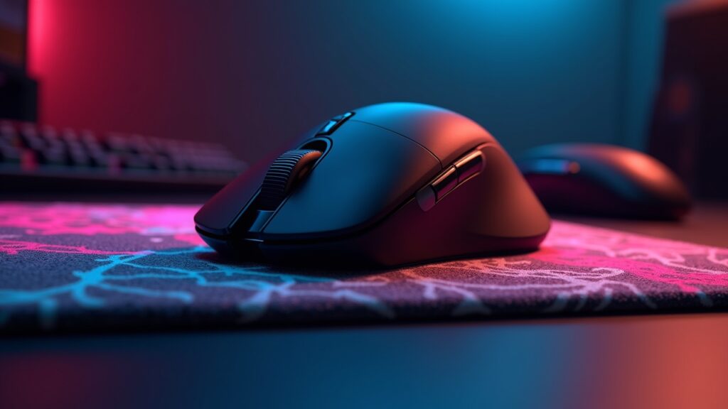 Gaming mouse gliding across different mousepad materials