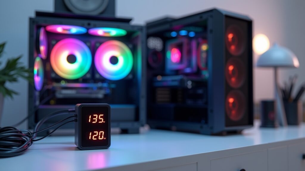 Power consumption meter testing RGB vs non-RGB devices