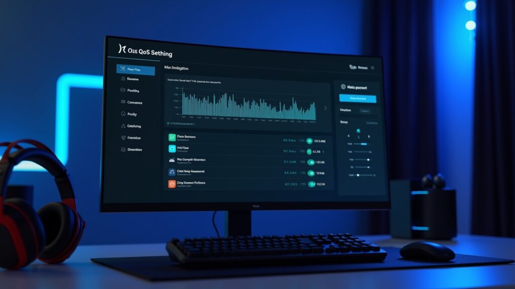 Router admin interface showing QoS gaming settings